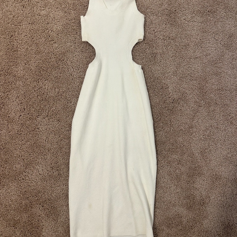 Abercrombie & Fitch White Cut-Out Midi Dress